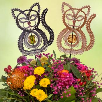 Preview: 580 Klöppelbrief  Blumenstecker „Katze"